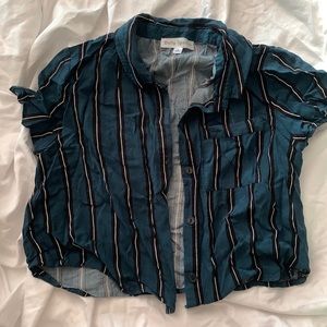 Striped crop button up